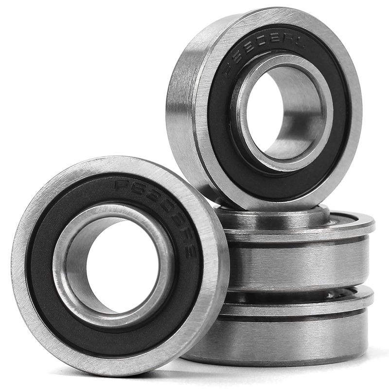 GICOOL (4 Pack) 5/8" Bore Flanged Deep Groove Ball Bearing, 16mm ID x 35mm OD x 13mm W Sealed 9Cr18 Steel Bearing for Wheelbarrow, Lawn Mower, Garden Cart, Hand Truck Tire and Wheel Parts Replacements - Image 1